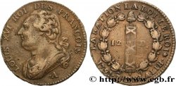 LOUIS XVI (MONARQUE CONSTITUTIONNEL) 12 deniers dit au faisceau , type FRANÇOIS 1791 Paris