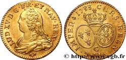 LOUIS XV DIT LE BIEN AIMÉ Louis d or aux écus ovales, buste habillé 1733 Poitiers SUP