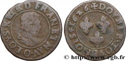 LOUIS XIII LE JUSTE Double tournois, type 4 1626 Riom