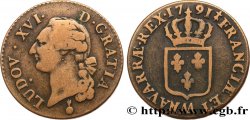 LOUIS XVI Sol dit  à l écu  1791 Metz TB+