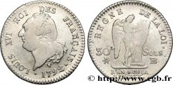 LOUIS XVI (MONARQUE CONSTITUTIONNEL) 30 sols dit au génie , type FRANÇAIS 1792 Strasbourg