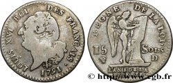 LOUIS XVI (MONARQUE CONSTITUTIONNEL) 15 sols dit au génie , type FRANCAIS 1791 Lyon