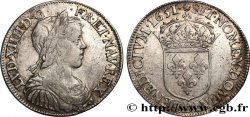 LOUIS XIV THE SUN KING Demi-écu, portrait à la mèche longue 1651 Rouen