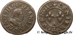 HENRI III Denier tournois, 1er type de Paris n.d. Paris, Moulin des Étuves