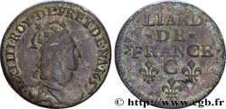 LOUIS XIV LE GRAND OU LE ROI SOLEIL Liard de cuivre, type 5 1657 Caen