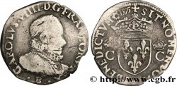 HENRI III Demi-teston, 3e type, col fraisé 1575 Rouen