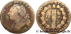 LOUIS XVI 12 deniers dit  au faisceau , type FRANÇOIS 1792 Paris