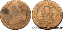 LOUIS XVI (MONARQUE CONSTITUTIONNEL) 2 sols dit au faisceau , type FRANÇOIS 1793 Besançon