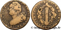LA CONVENTION 2 sols dit au faisceau , type FRANÇOIS 1793 Rouen