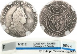 LOUIS XIV LE GRAND OU LE ROI SOLEIL Douzième d écu aux palmes 1695 La Rochelle