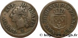 LOUIS XVI Liard dit “à l écu” 1791 La Rochelle