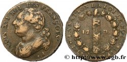 LOUIS XVI (MONARQUE CONSTITUTIONNEL) 12 deniers dit au faisceau , type FRANÇOIS 1791 Paris