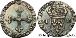 HENRI III Quart d écu, croix de face 1586 Rennes