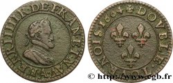 HENRY IV Double tournois, 2e type de Paris (légende française) 1604 Paris, Moulin des Étuves