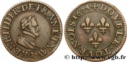 HENRY IV Double tournois, 2e type de Paris (légende française) 1604 Paris, Moulin des Étuves