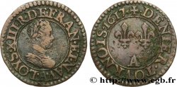 LOUIS XIII LE JUSTE Denier tournois, type 1 1617 Paris