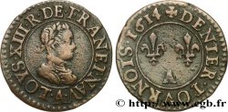 LOUIS XIII LE JUSTE Denier tournois, type 1 1614 Paris