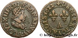 LOUIS XIII LE JUSTE Denier tournois, type 3 1622 Paris