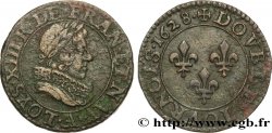 LOUIS XIII LE JUSTE Double tournois, type 5 de Paris 1628 Paris