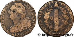 LOUIS XVI (MONARQUE CONSTITUTIONNEL) 2 sols dit au faisceau , type FRANÇOIS 1792 Metz