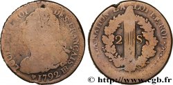 LOUIS XVI (MONARQUE CONSTITUTIONNEL) 2 sols dit au faisceau , type FRANÇAIS 1792 Strasbourg