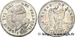 LOUIS XVI 30 sols dit au génie , type FRANÇOIS 1792 Limoges
