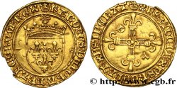 CHARLES VIII Écu d or au soleil, type spécial à la croix cantonnée de lettres n.d. Poitiers