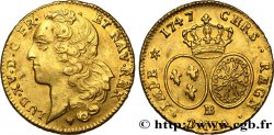 LOUIS XV THE WELL-BELOVED Double louis dit au bandeau 1747 Strasbourg