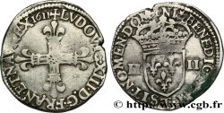 LOUIS XIII LE JUSTE Quart d écu, à la croix fleurdelisée, titulature côté croix 1611 Nantes TB+