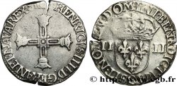 HENRY IV Quart d écu, croix bâtonnée et couronnée de face 1607 Saint-Lô
