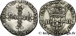 HENRY III Quart d écu, croix de face 1587 La Rochelle