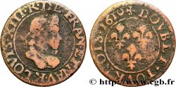 LOUIS XIII Double tournois, grand buste enfantin, drapé à large fraise 1610 Bordeaux