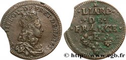 LOUIS XIV LE GRAND OU LE ROI SOLEIL Liard de cuivre 1655 Bordeaux