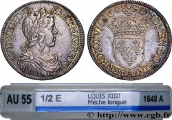 LOUIS XIV  THE SUN KING  Demi-écu, portrait à la mèche longue 1648 Paris AU55