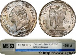 LOUIS XVI 15 sols dit au génie , type FRANÇOIS 1791 Paris