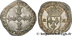 LOUIS XIII  Quart d écu, à la croix fleuronnée, titulature côté croix 1611 Bayonne AU