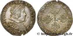 LOUIS XIII  Demi-franc au buste juvénile lauré au petit col plat 1629 Toulouse