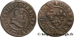 LOUIS XIII LE JUSTE Double tournois, type 8 1635 Lyon
