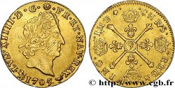 LOUIS XIV  THE SUN KING  Demi-louis aux insignes 1705 Rennes AU