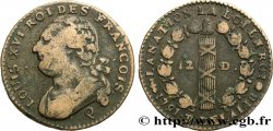 LOUIS XVI (MONARQUE CONSTITUTIONNEL) 12 deniers dit au faisceau , type FRANÇOIS 1791 Perpignan