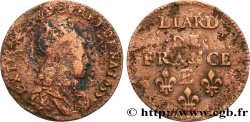 LOUIS XIV THE SUN KING Liard de cuivre, 2e type 1655 Meung-sur-Loire