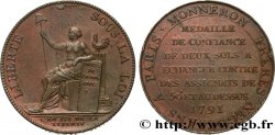 REVOLUTION COINAGE Monneron de 2 sols à la Liberté 1791 Birmingham, Soho