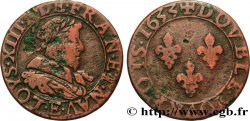 LOUIS XIII LE JUSTE Double tournois, 2e type 1633 Tours