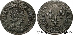 LOUIS XIII LE JUSTE Double tournois, type 12 1638 Tours