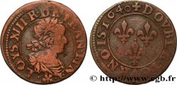 LOUIS XIII LE JUSTE Double tournois au grand buste viril drapé 1640 Rouen