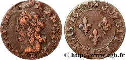 LOUIS XIII LE JUSTE Double tournois à la vieille tête, type de Warin 1643 Roquemaure