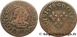 LOUIS XIII Double tournois, 17e type 1638 Tours