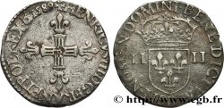 HENRY III Quart d écu, croix de face 1589 Rouen