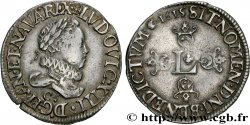 LOUIS XIII LE JUSTE Demi-franc au grand buste lauré et au col fraisé 1615 Saint-Lô
