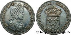 LOUIS XIV THE SUN KING Quart d écu à la mèche courte 1644 Lyon